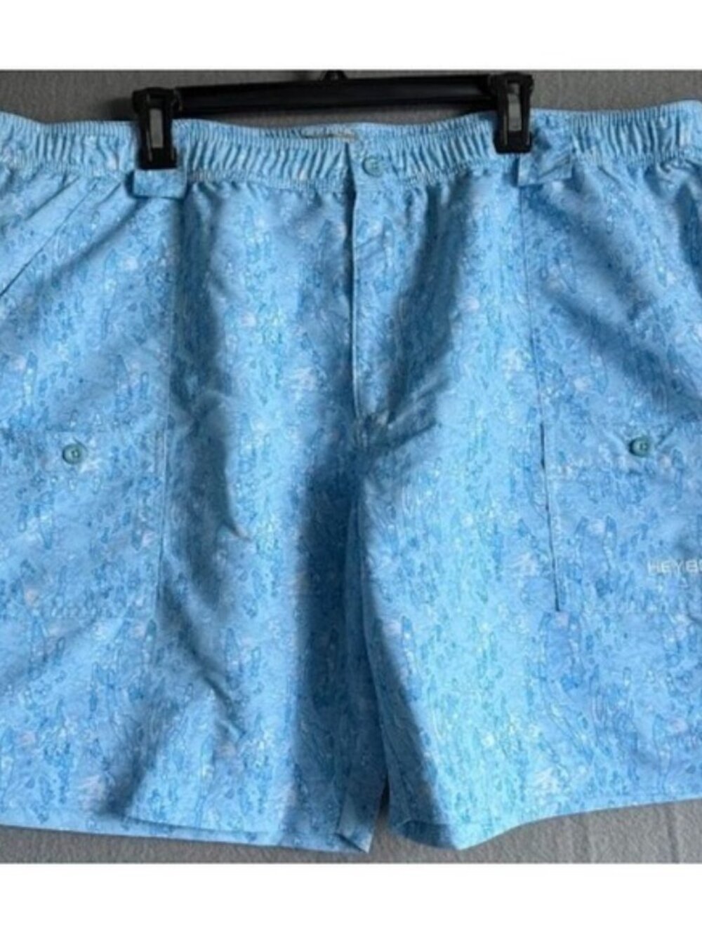 HEYBO Outdoors Shorts Men 3XL Blue Pockets Elastic Waist Fishing Lightweight